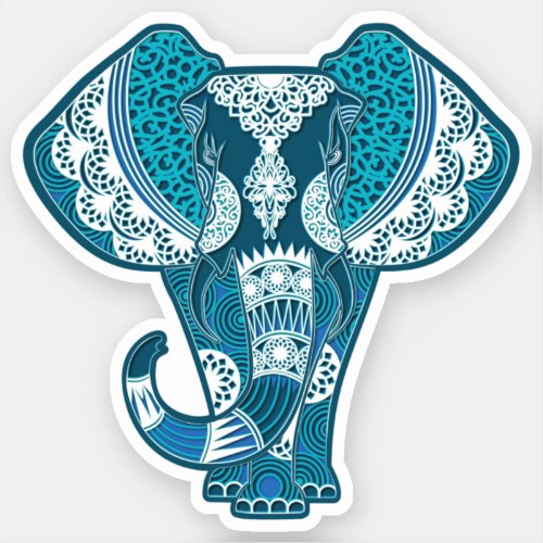 Elephant Blue Mandala Animal Sticker
