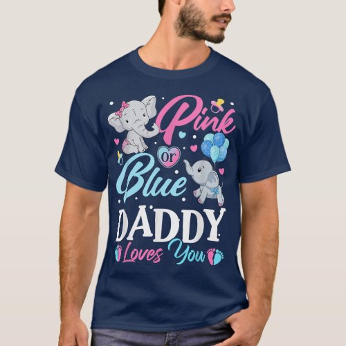 Elephant Blue Pink Daddy Loves You Pregnancy Revea T_Shirt