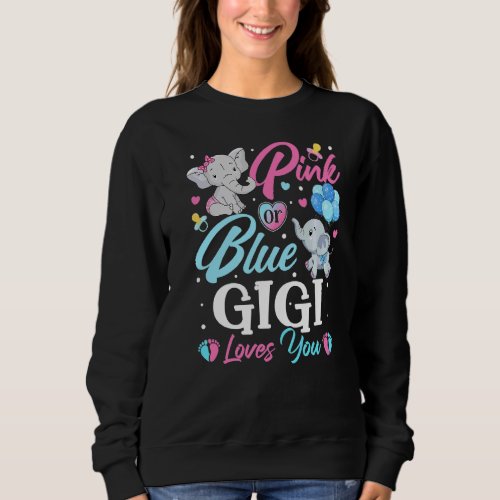 Elephant Blue Pink Gigi Loves You Pregnancy Reveal Sweatshirt