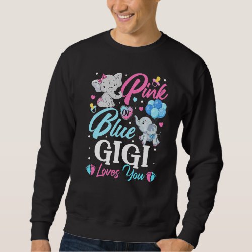 Elephant Blue Pink Gigi Loves You Pregnancy Reveal Sweatshirt