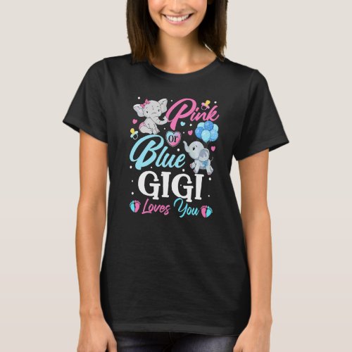 Elephant Blue Pink Gigi Loves You Pregnancy Reveal T_Shirt
