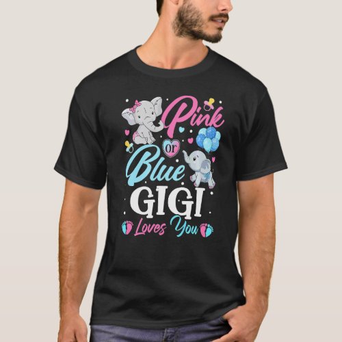 Elephant Blue Pink Gigi Loves You Pregnancy Reveal T_Shirt