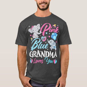 Elephant Blue Pink Grandma Loves You Pregnancy Rev T-Shirt