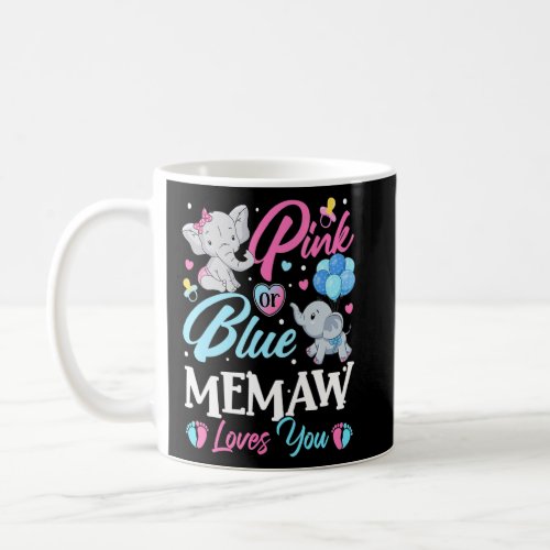 Elephant Blue Pink Memaw Loves You Pregnancy Revea Coffee Mug