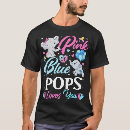 Elephant Blue Pink POPS Loves You Pregnancy black  T_Shirt