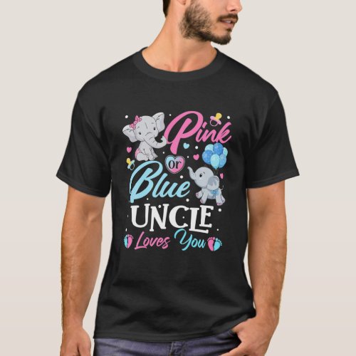 Elephant Blue Pink Uncle Loves You Pregnancy Revea T_Shirt