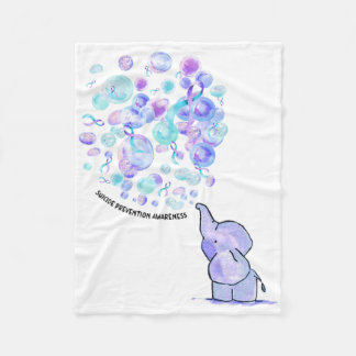 Elephant Blue Purple Balloons Suicide Prevention A Fleece Blanket