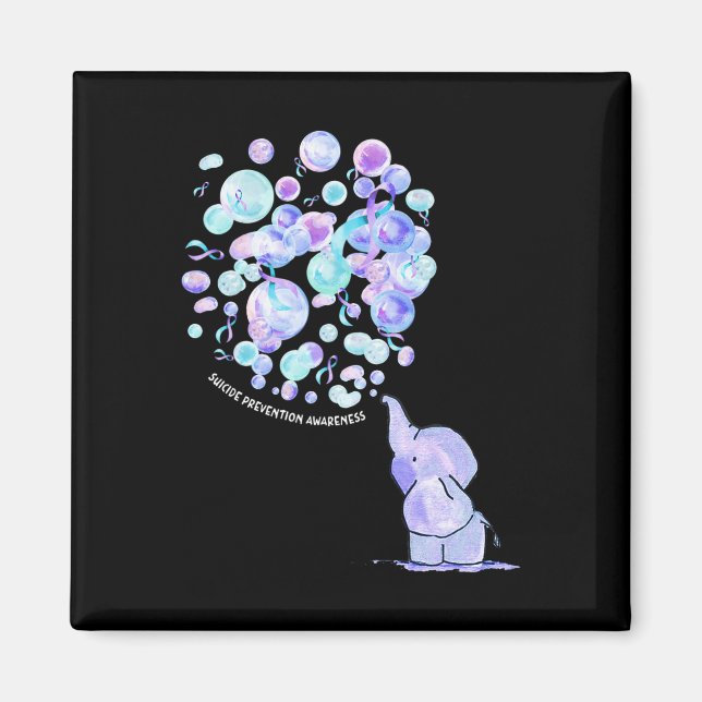 Elephant Blue Purple Lloons Suicide Prevention Awa Magnet (Front)