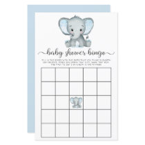 Elephant Blue Watercolor Baby Bingo Shower Game