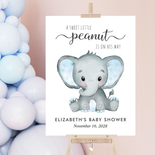 Elephant Blue Watercolor Baby Boy Shower Acrylic Sign