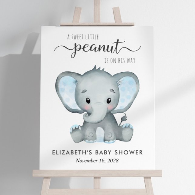 Elephant Blue Watercolor Baby Boy Shower Foam Board (Creator Uploaded)