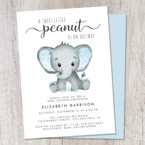 Elephant Blue Watercolor Baby Boy Shower Invitation