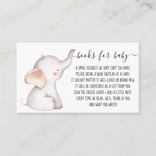Elephant Book Request for Baby Shower Boy Cute Enclosure Card