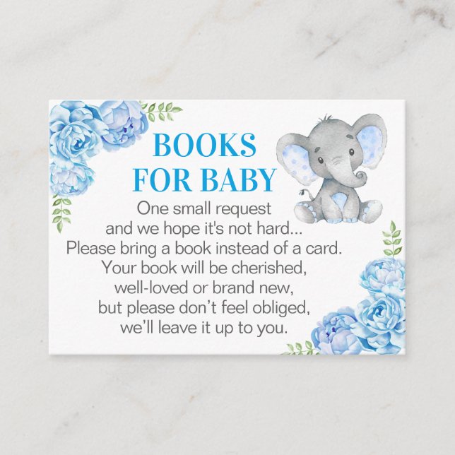 Elephant Books for Baby - Blue Book Request Card (Front)