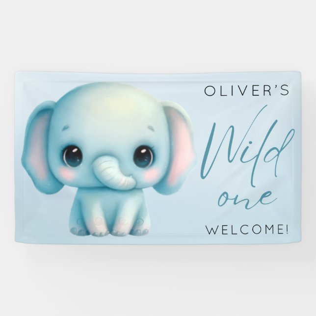 Elephant boy 1st birthday  banner (Horizontal)