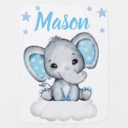 Elephant Boy Baby Blankets Star Blue Name at Zazzle