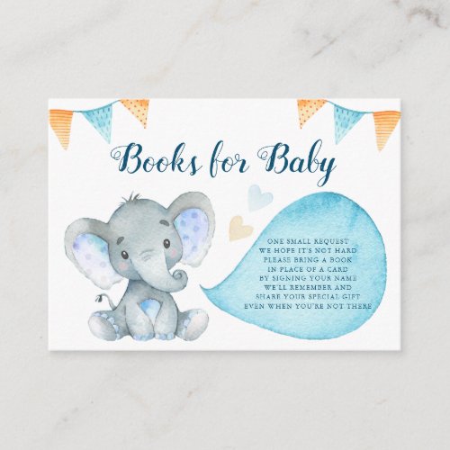 Elephant Boy Baby Shower Book Request Cards