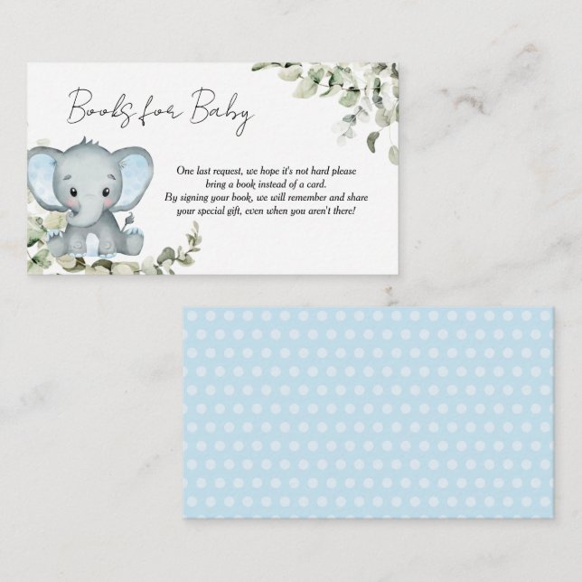Elephant Boy Baby Shower Books for Baby Enclosure Card (Front/Back)