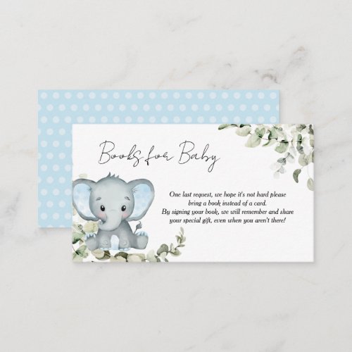 Elephant Boy Baby Shower Books for Baby Enclosure Card