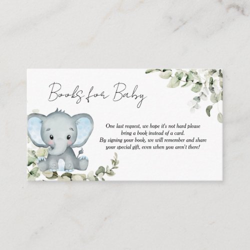 Elephant Boy Baby Shower Books for Baby Enclosure Card