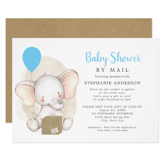 Elephant Boy Baby Shower by Mail Invitation