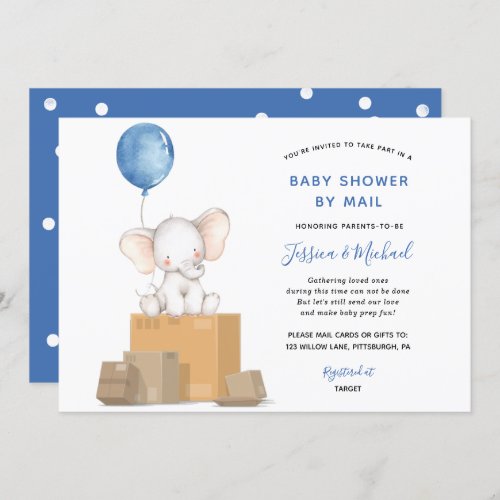 Elephant Boy Baby Shower by Mail invitation
