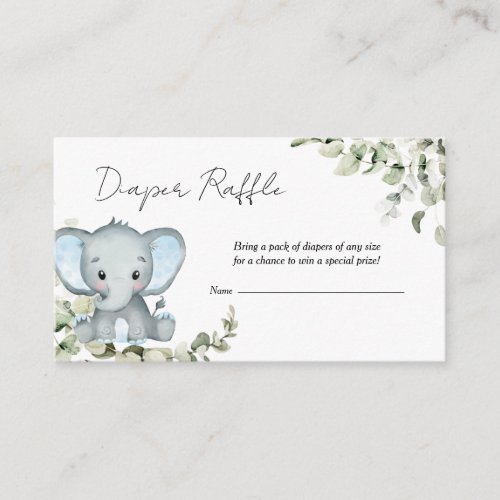 Elephant Boy Baby Shower Diaper Raffle Enclosure Card