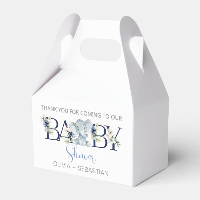 Elephant boy baby shower favor box, treats box. boxes (Front Side)