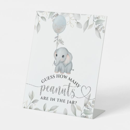 Elephant Boy Baby Shower Guess how Game Pedestal Sign