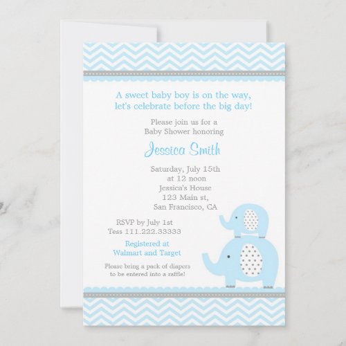 Elephant Boy Baby Shower Invitation