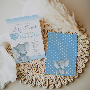Elephant Boy Baby Shower Invitation