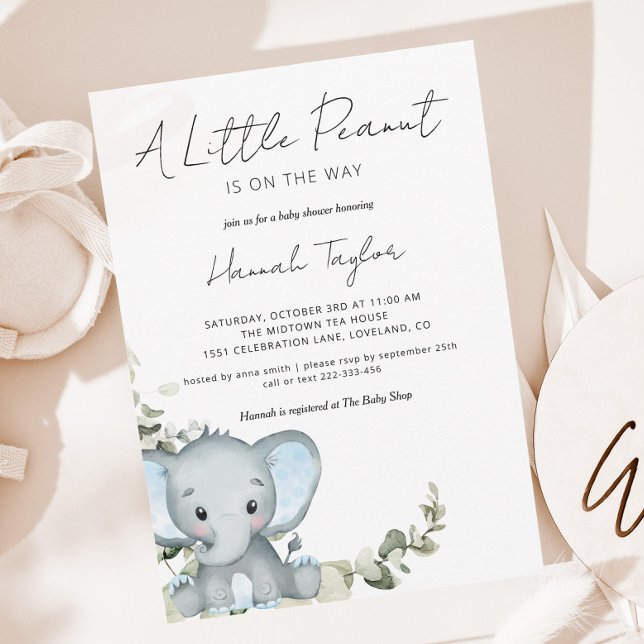 Elephant Boy Baby Shower Invitation (Creator Uploaded)