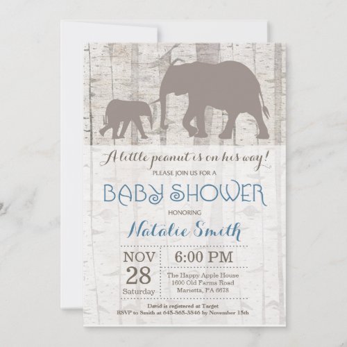 Elephant Boy Baby Shower Invitation Rustic