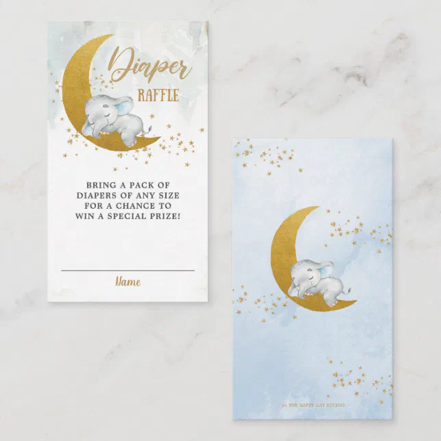 Elephant Boy Baby Shower Moon Stars Diaper Raffle Enclosure Card | Zazzle