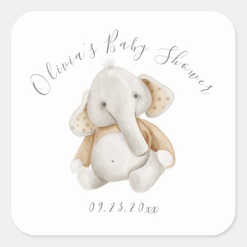 Elephant Boy Baby Shower Square Sticker