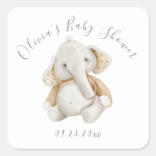 Elephant Boy Baby Shower Square Sticker