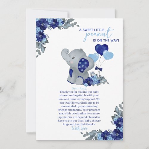 Elephant Boy Baby Shower Thank You Card