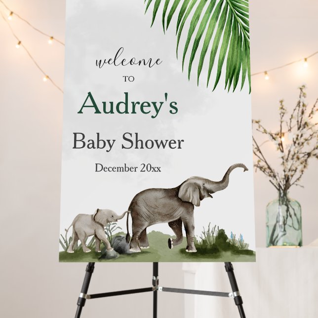Elephant Boy Baby Shower Welcome Sign (In Situ (Stand))
