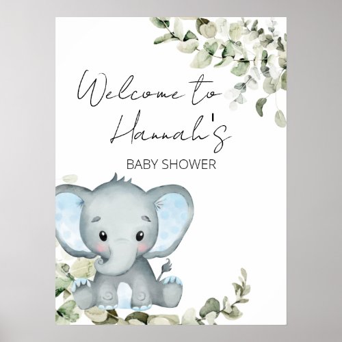 Elephant Boy Baby Shower Welcome Sign
