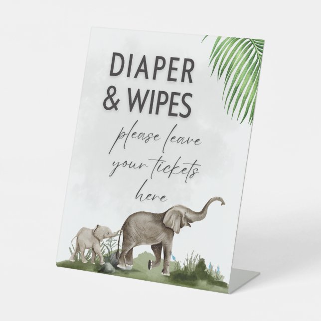 Elephant Boy Baby Shower Wild One Pedestal Sign (Front)