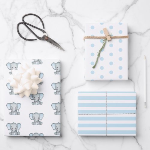 Elephant Boy Baby Shower Wrapping Paper Sheets