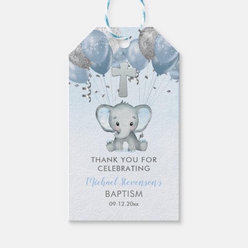 Elephant Boy Balloons Baptism Thank You Gift Tags
