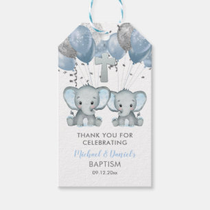 Elephant Boy Balloons Baptism Thank You Gift Tags