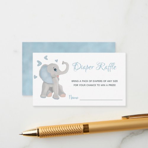 Elephant Boy Blue Baby Shower Diaper Raffle Cards