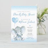 Elephant Boy Drive By Baby Shower Invitation (Standing Front)