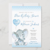 Elephant Boy Drive By Baby Shower Invitation (Front)
