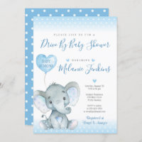 Elephant Boy Drive By Baby Shower Invitation