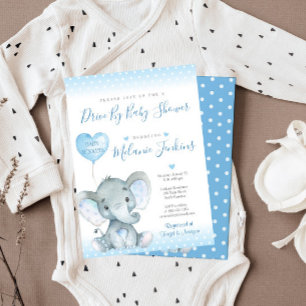 Elephant Boy Drive By Baby Shower Invitation