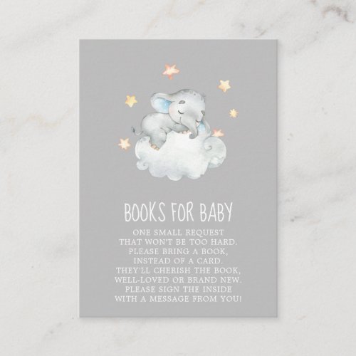 Elephant Boy  Gray Baby Shower Books for Baby Enclosure Card