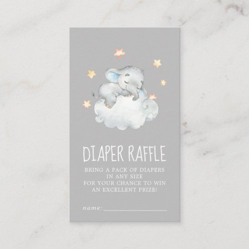Elephant Boy  Gray Baby Shower Diaper Raffle Enclosure Card